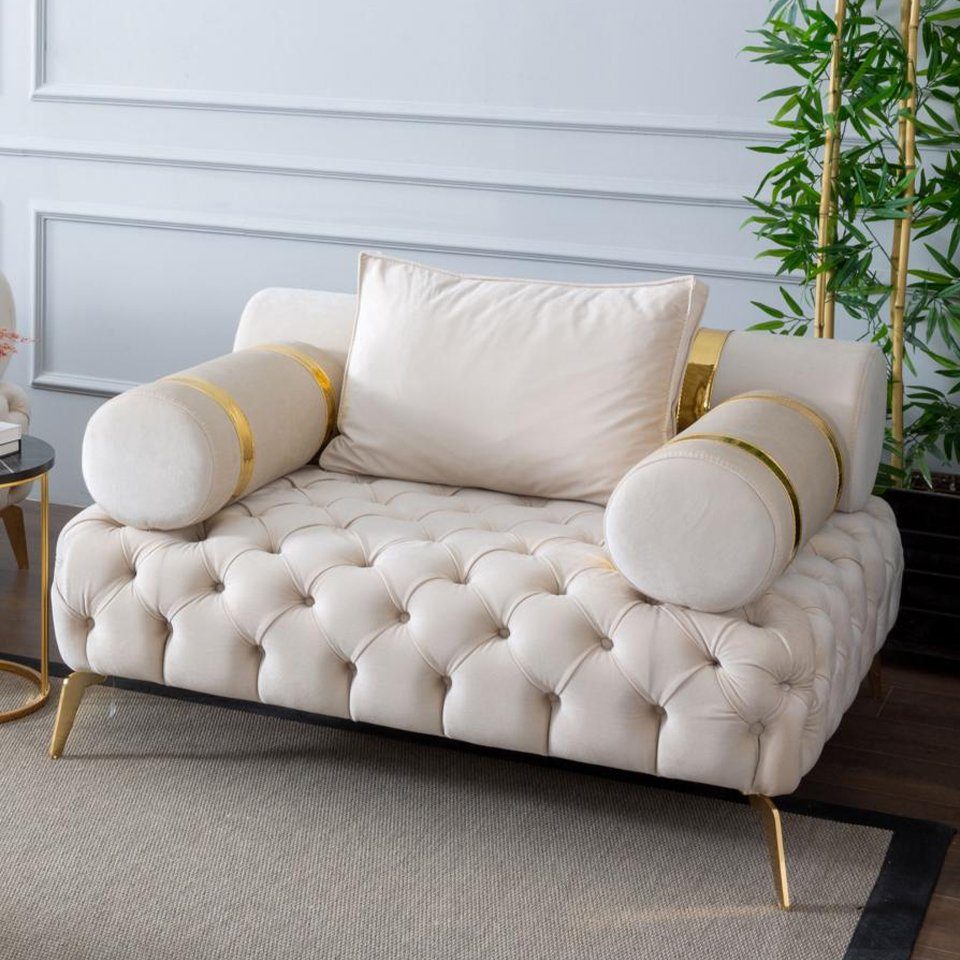 JVmoebel Sessel, Sessel design Chesterfield Einsitzer Stoff Sofa 1er Couch  Italienische
