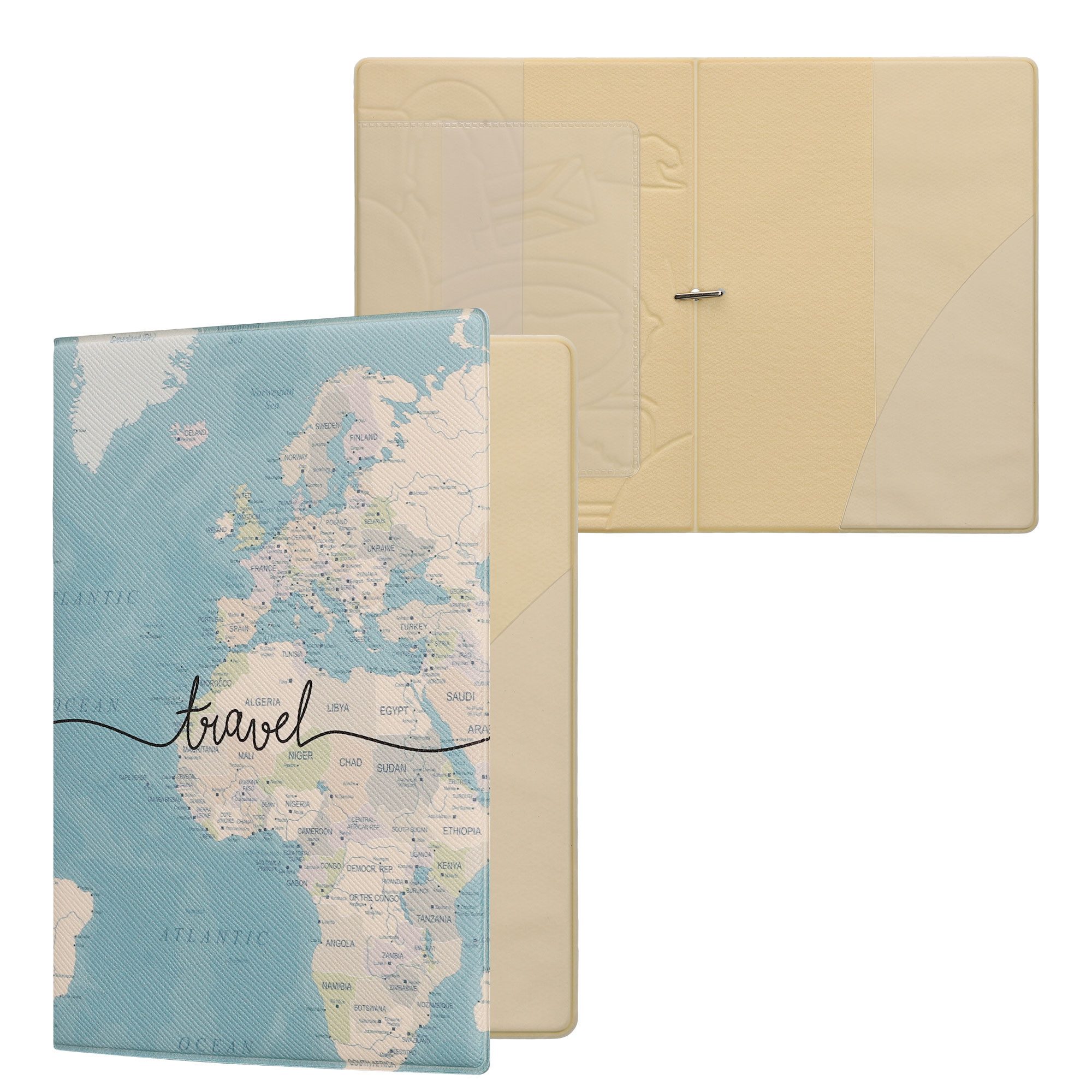 kwmobile Etui Reisepass Kunststoff Schutzhülle Ausweis Hülle Impfpass Schutz, Cover Reisepasshülle Ausweishülle in Travel Schriftzug Design