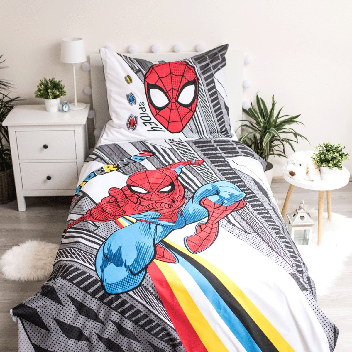 Spiderman Kinderbettwäsche Bettwäsche Set Marvel Spider-Man Bettdecke, Renforcé, 2 teilig