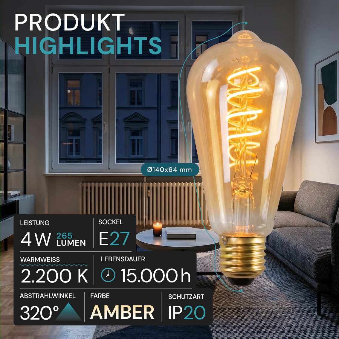 LUXULA LED-Leuchtmittel LUXULA LED-Leuchtmittel E27 4 W 2200 K Warmweiß, E27, Warmweiß