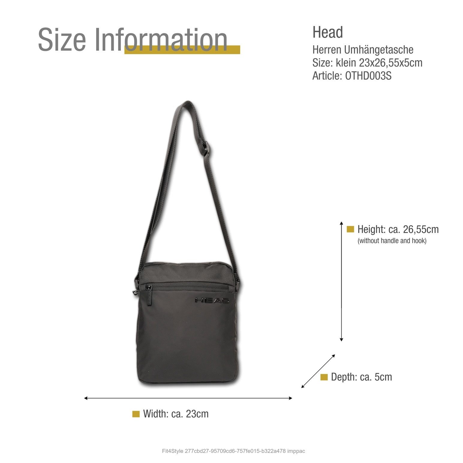 Head Schultertasche Head Umhängetasche Polyester schwarz (Umhängetasche), Umhängetasche Coated Polyester, schwarz ca. 26,55cm hoch