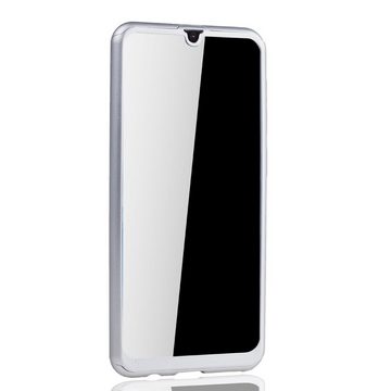 König Design Handyhülle Samsung Galaxy A50, Samsung Galaxy A50 Handyhülle 360 Grad Schutz Full Cover Silber