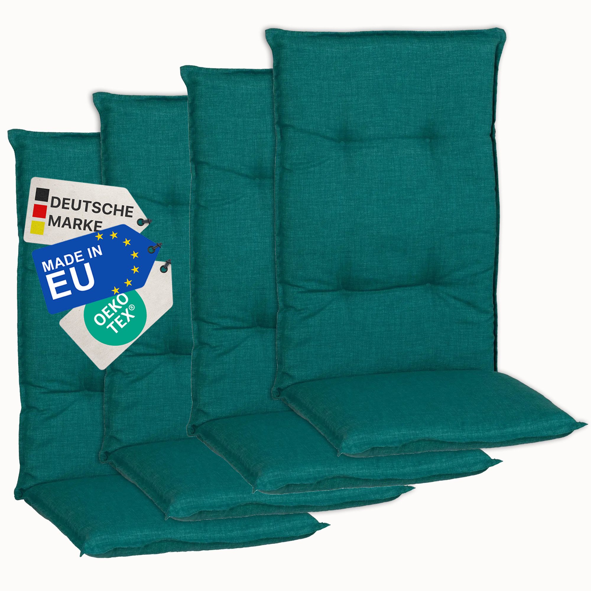 NYVI Hochlehnerauflage Hochlehner Auflagen 4er Set Barcelona - Gartenstuhlauflagen 118x50cm, (4 St), Stuhlauflage, Sitzauflage mit Halteband, UV-fest