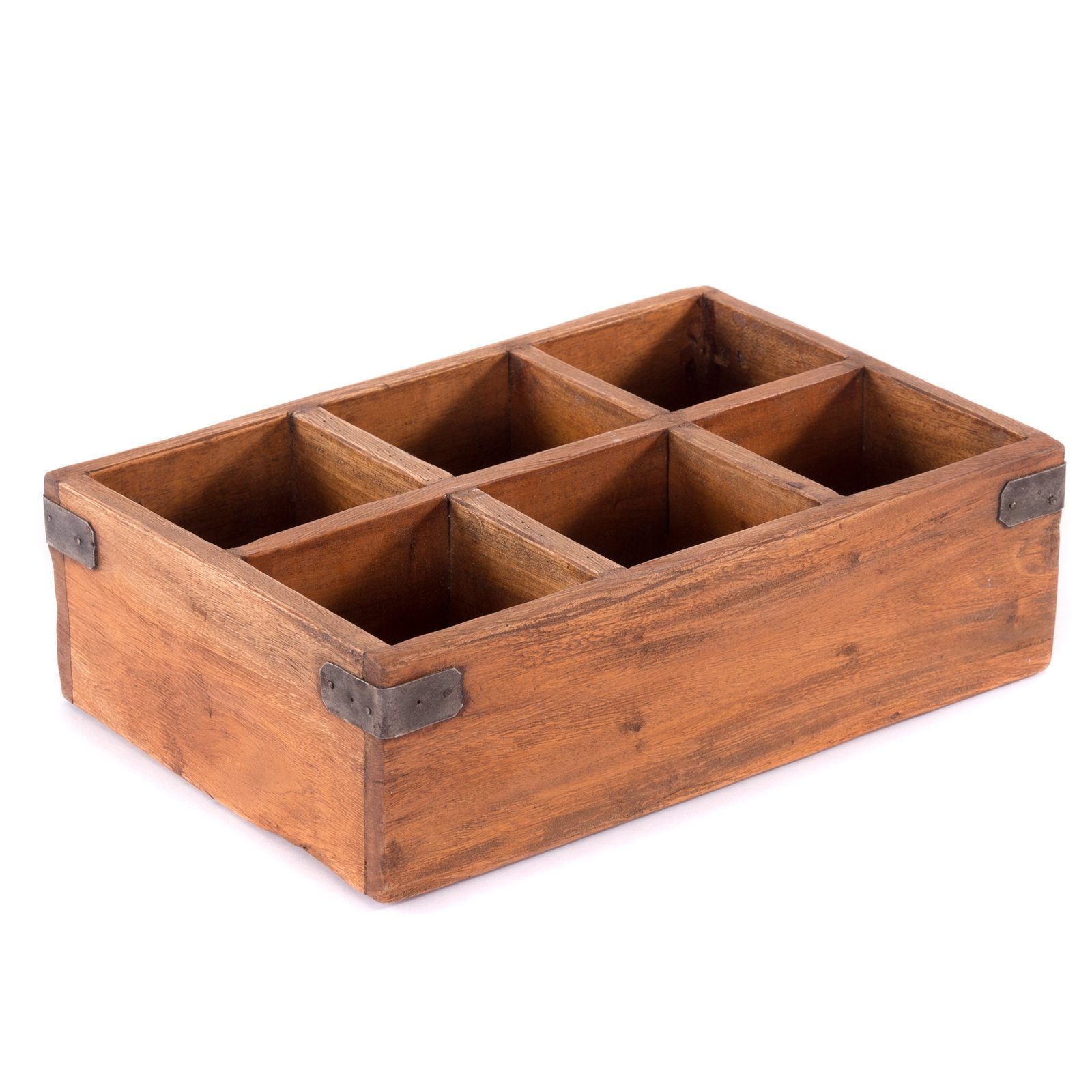 DESIGN DELIGHTS Truhe HOLZKISTE ORDINA, Altholz massiv Holz, 6 Fächer, Aufbewahrungskiste