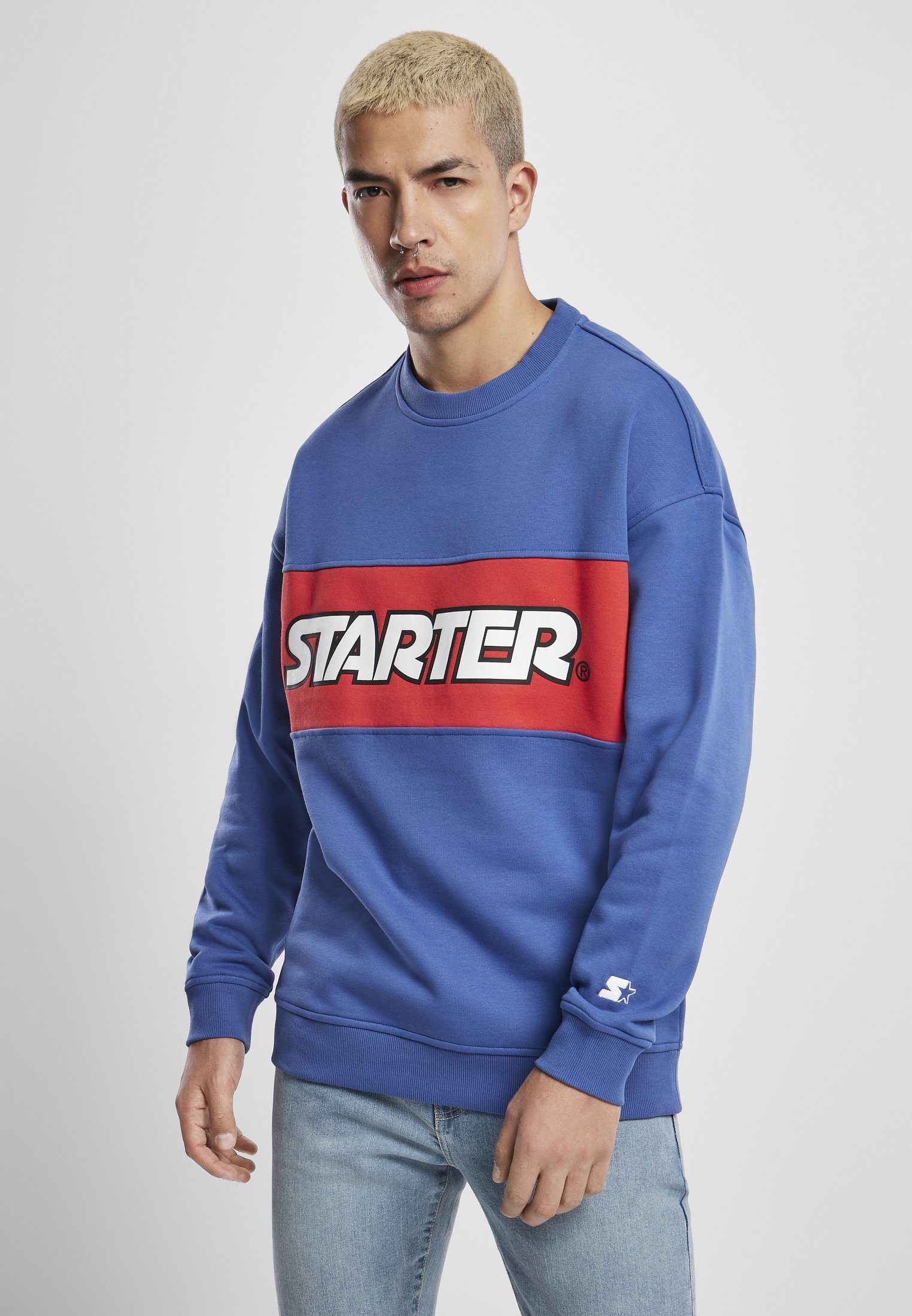 STARTER BLACK LABEL Herren Sweatshirt Essential Crewneck – Brushed Fleece, Regular Fit Mit Stick-Logos