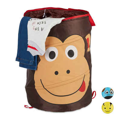 relaxdays Wäschekorb Pop-Up Wäschekorb für Kinder, Affe