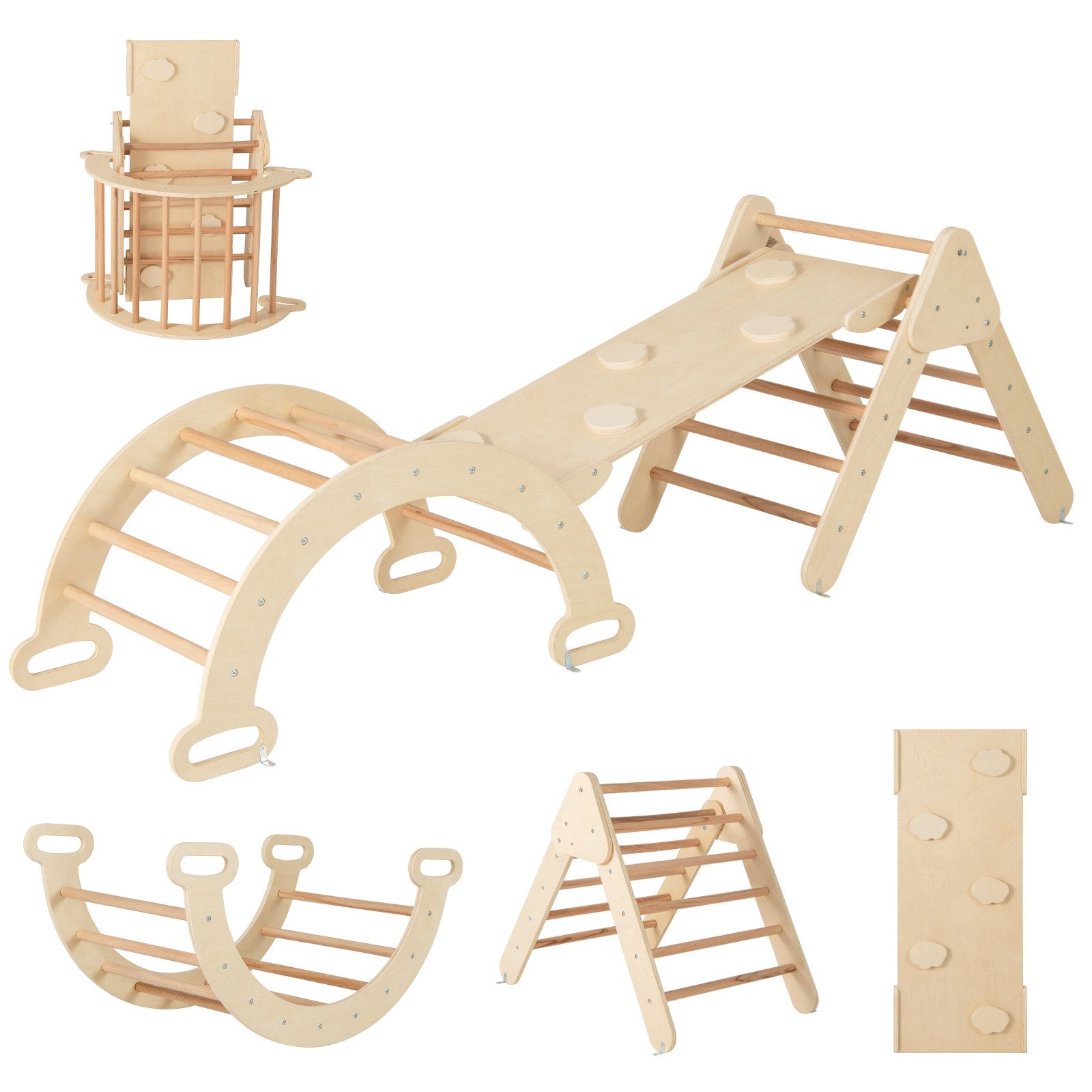 COSTWAY Klettergerüst, 4 in 1 Kletterbogen mit Rampe, Tragfähigkeit von 50kg