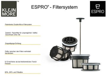 Espro French Press Kanne P7 530 ml Edelstahl Gebürstet, 530l Kaffeekanne, Doppelfilter