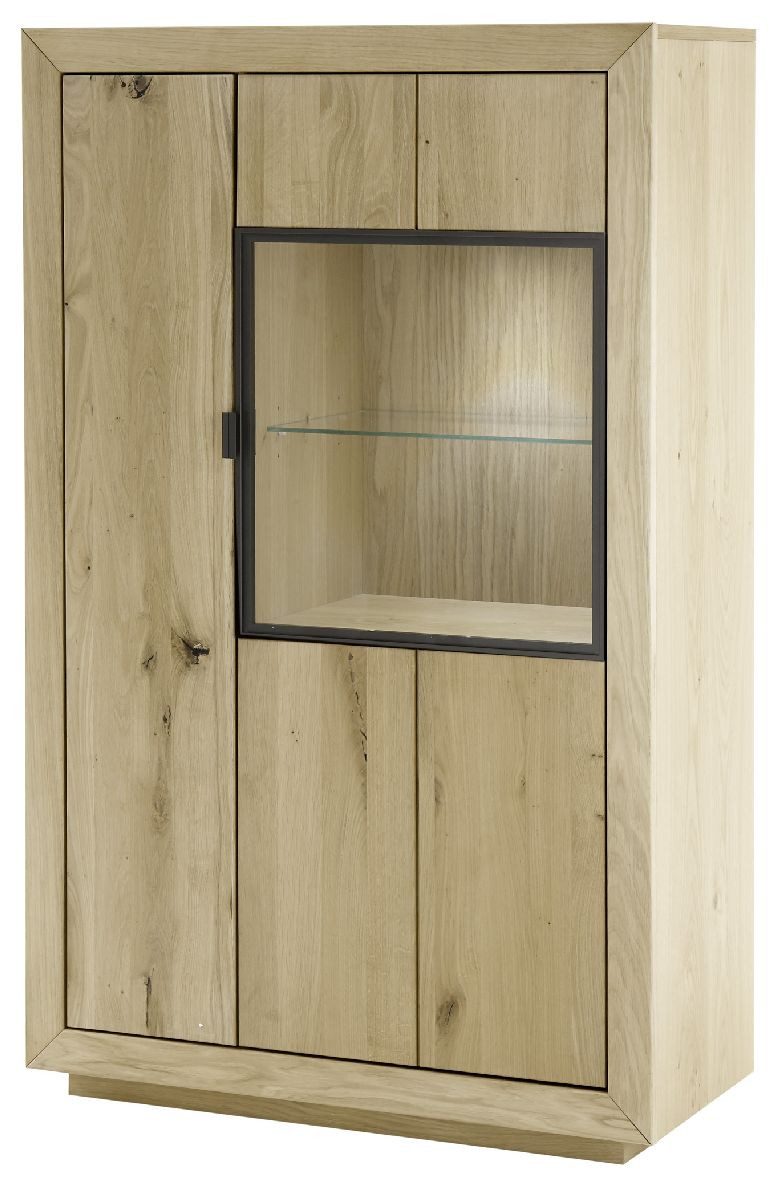 FURNARO Stauraumschrank Wildeiche teilmassiv bianco geölt komplett montiert 90x144x40 cm