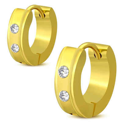 BUNGSA Серьги-кольца-Set Серьги-кольца mit klaren Kristallen & abgesetzten Rändern gold aus Edelstahl (1 Paar (2 Stück), 2-tlg), Ohrschmuck Серьги