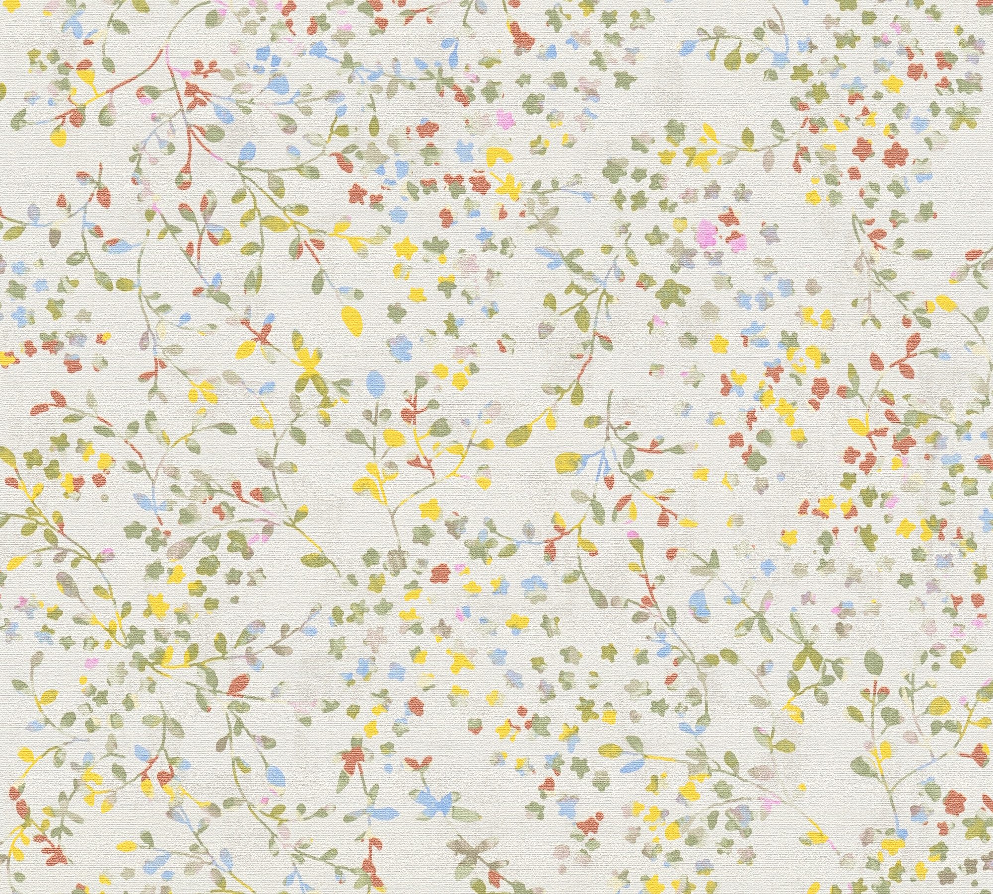 A.S. Création Vliestapete PintWalls II florale Tapete Mustertapete Äste Blumen, strukturiert, matt, (1 St), Vliestapete Blumenranke für Schlafzimmer Küche Wohnzimmer Floral Flur