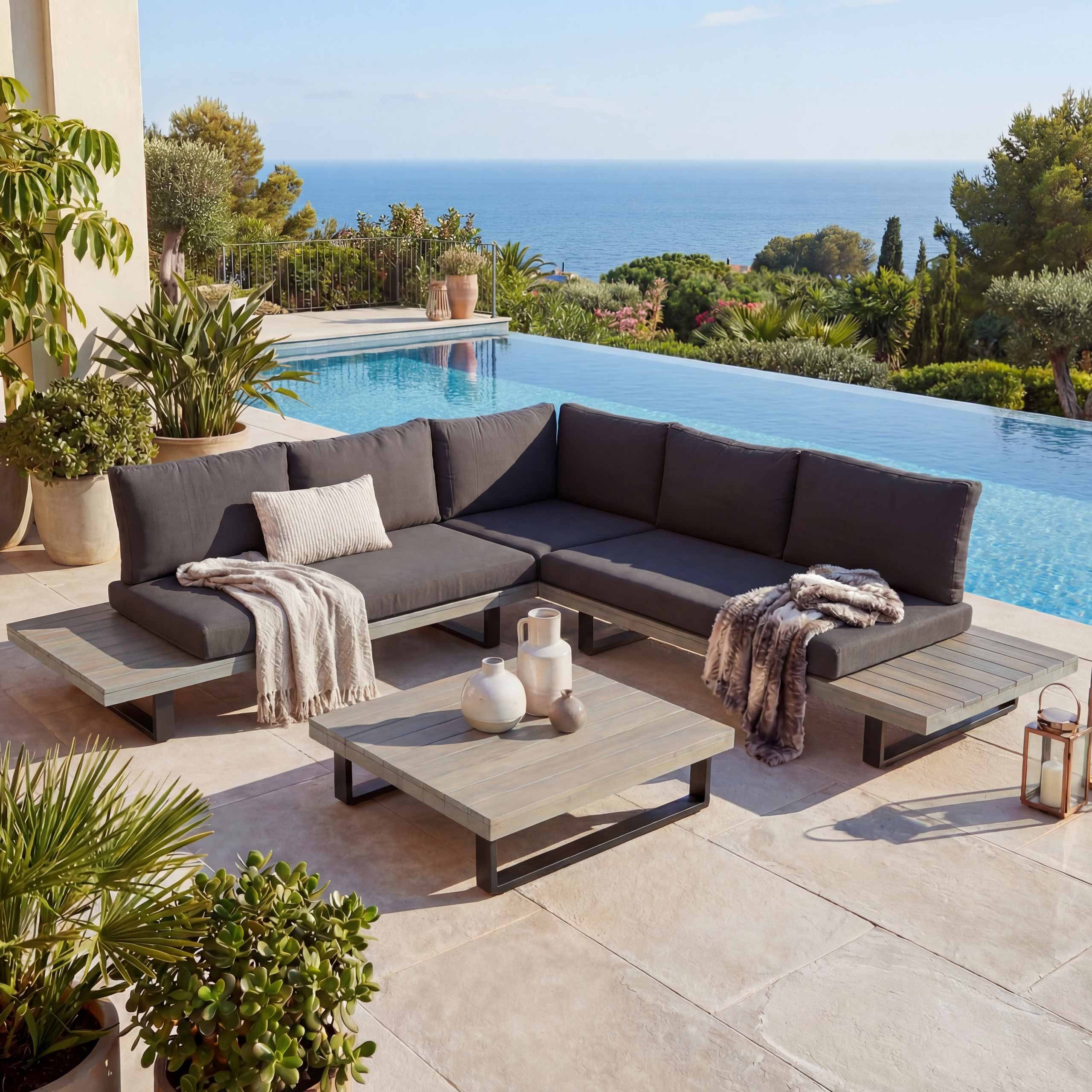 MCW Balkonset MCW-H54, (3-tlg), Inkl. Sitz- und Rückenkissen, Mit Reißverschluss, Mit Bodenschoner