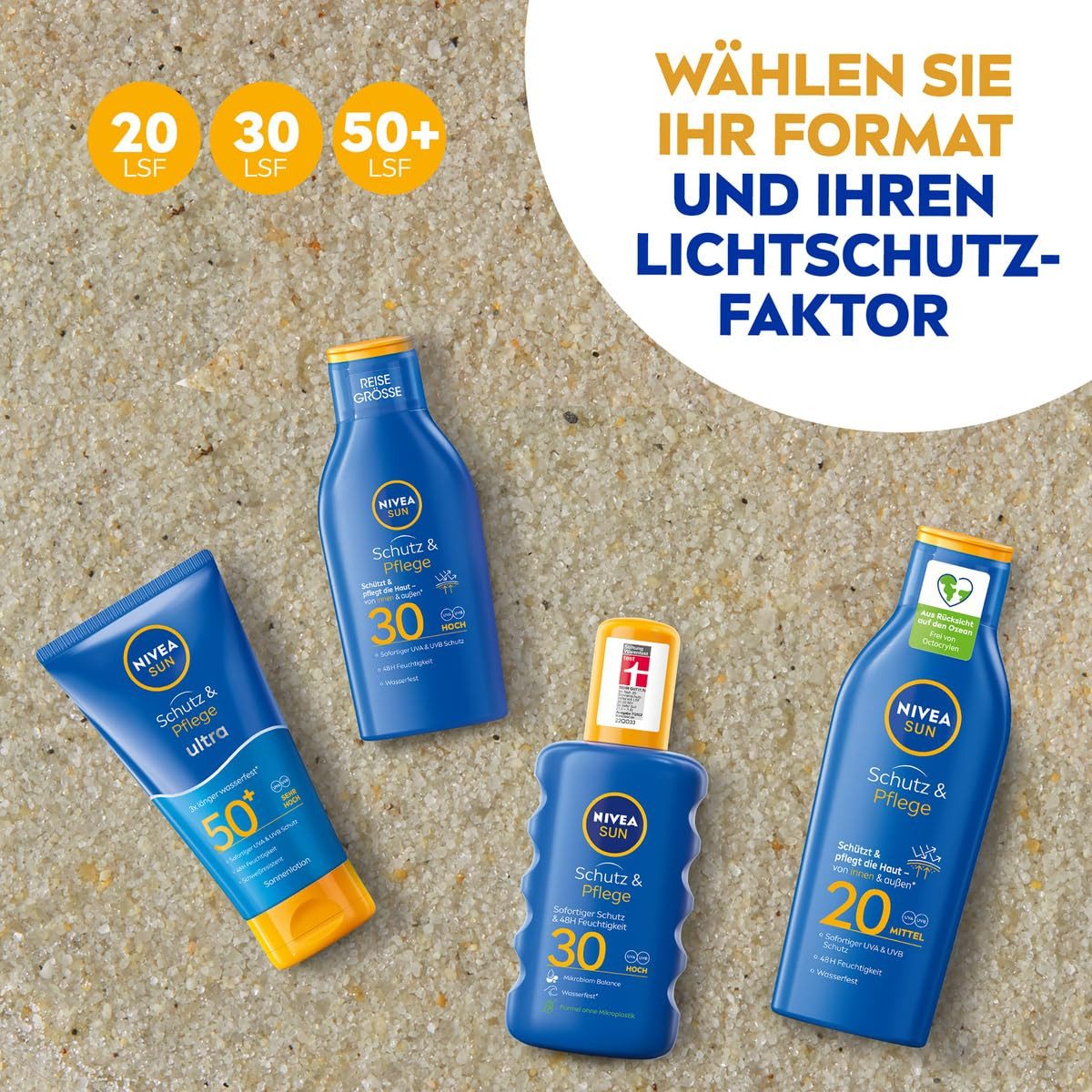 Nivea Sonnenschutzmilch Schutz & Pflege Sonnenmilch LSF 50+ (200 ml), 1-tlg.