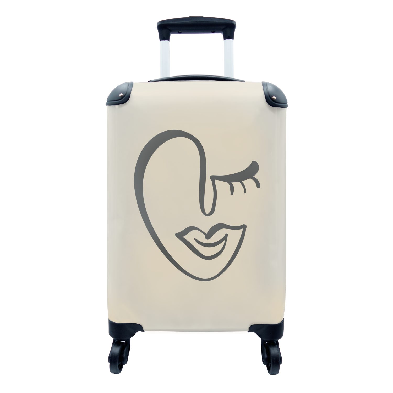 MuchoWow Handgepäckkoffer Gesicht - Lippen - Abstrakt, 4 Rollen, Reisetasche mit rollen, Handgepäck für Ferien, Trolley, Reisekoffer