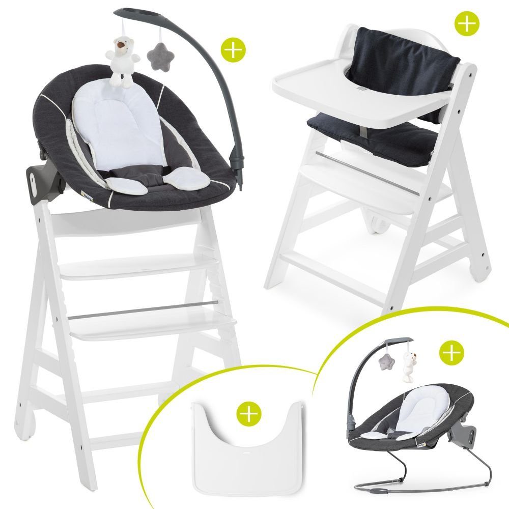 Hauck Hochstuhl Beta Plus White Newborn Set (Set, 5 St), Babystuhl ab  Geburt inkl. Aufsatz für Neugeborene, Tisch, Sitzauflage