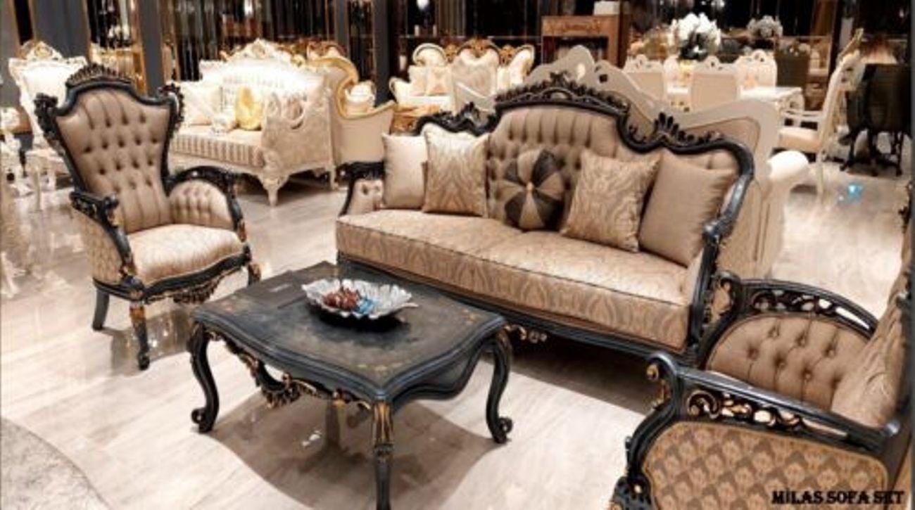 JVmoebel Wohnzimmer-Set, Sofagarnitur 3+1+1 Sitzer Couchtisch Luxus Garnitur Set Sofas Sessel