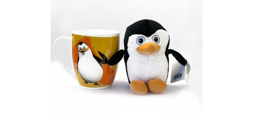 DreamWorks Tasse Keramik 300ml + Plüschtier Skipper Pinguin little Dreamers GeschenkSet, 2-teilig