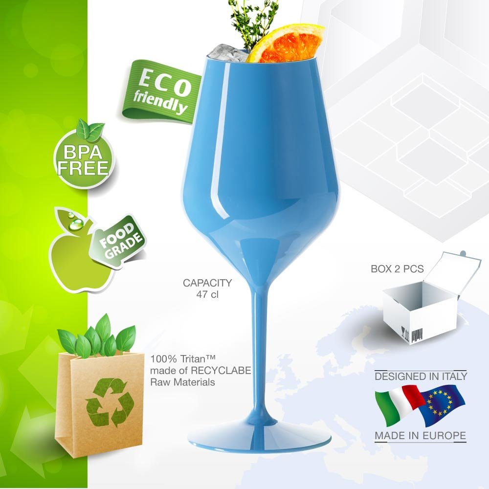 Doimoflair Weinglas DoimoFlair Weingläser aus Kunststoff bruchsicher Plastik, 2-tlg.