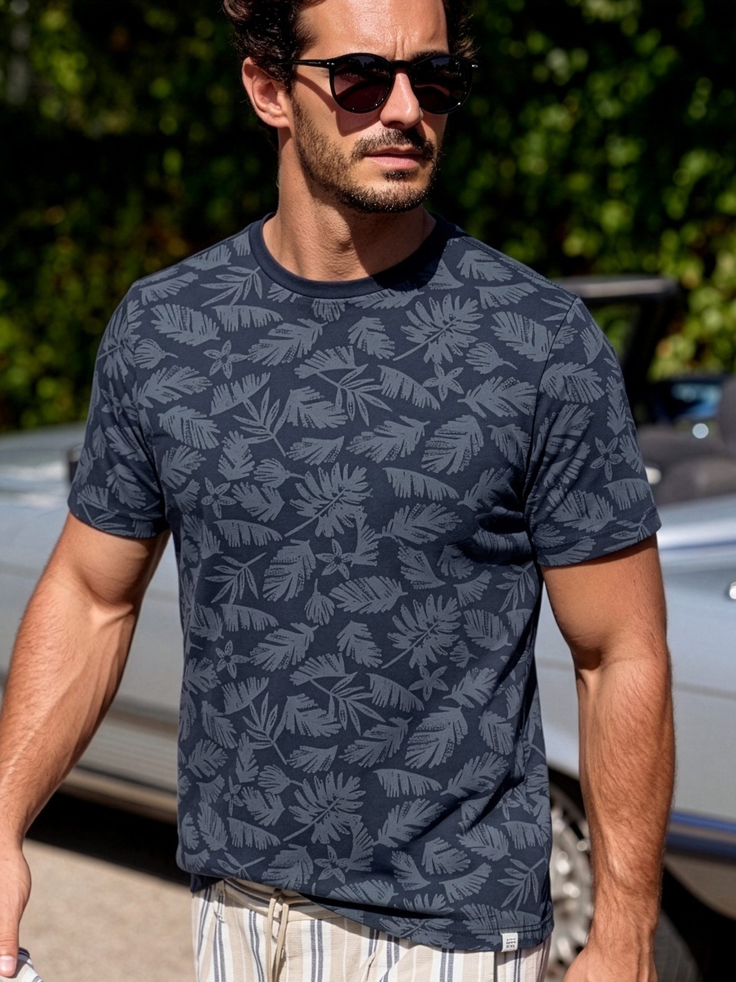 T-Shirt T-Shirt mit Rundkragen aus reiner Baumwolle mit Flower-Print