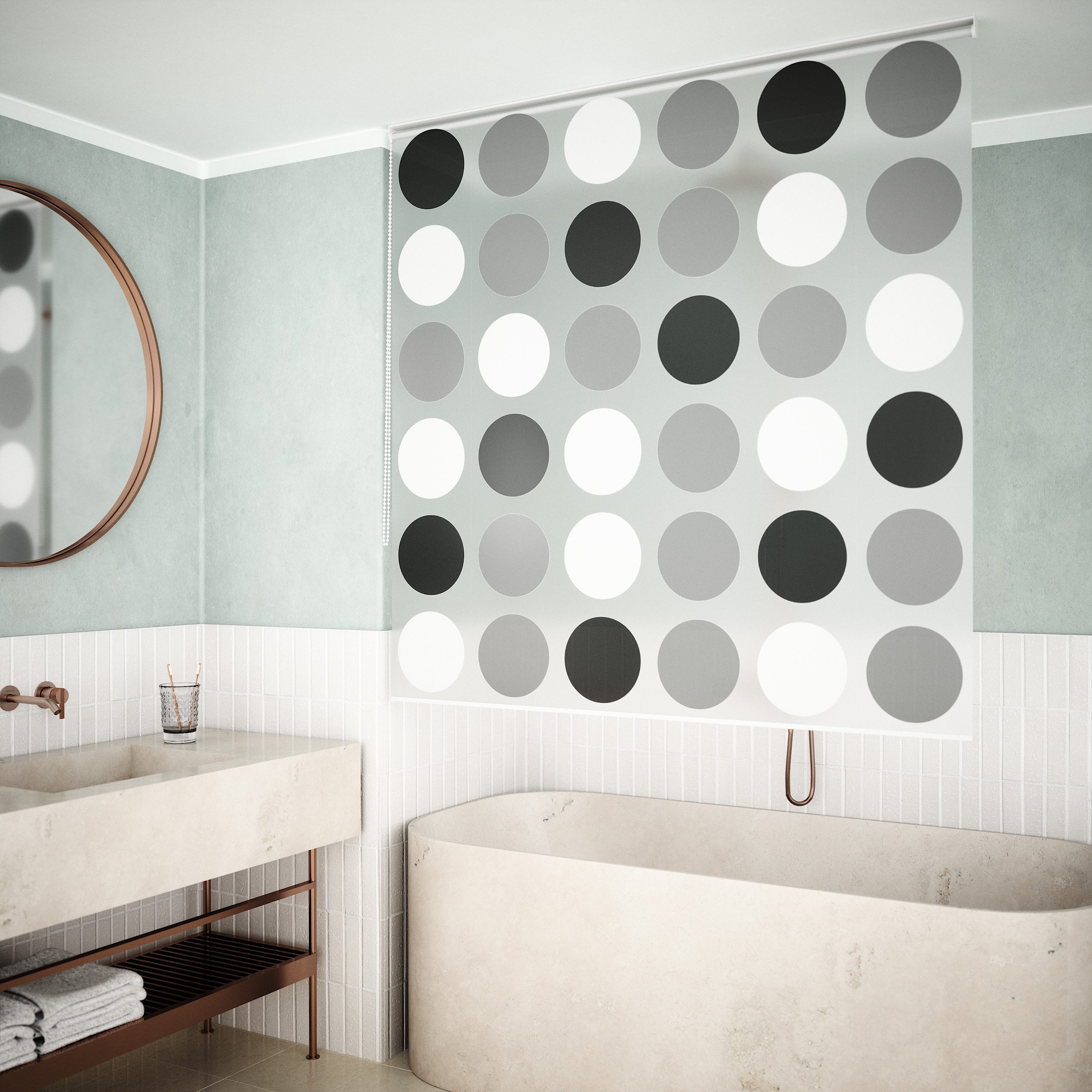 Aquabad® Duschrollo Vaskaflex Badewannenrollo Breite 100 cm, Muster: Kreise günstig online kaufen