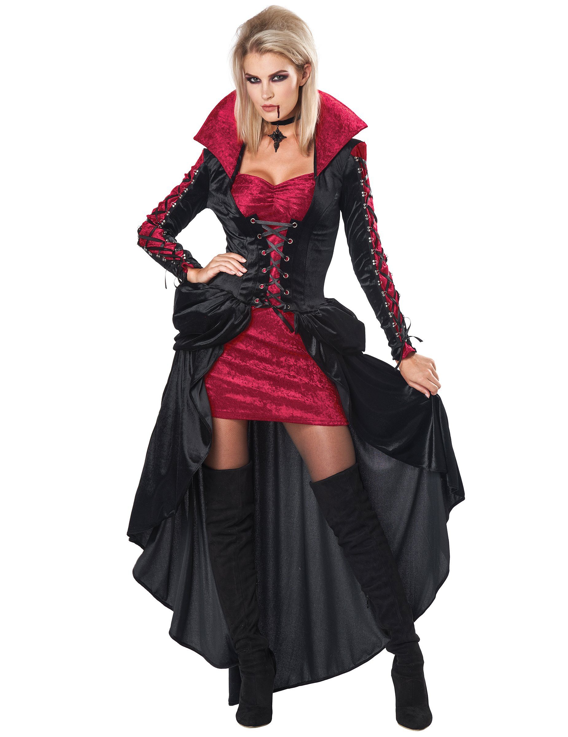 California Costumes Vampir-Kostüm Verführerisches Vampir-Kostüm für Damen Halloweenkostüm schwarz-rot