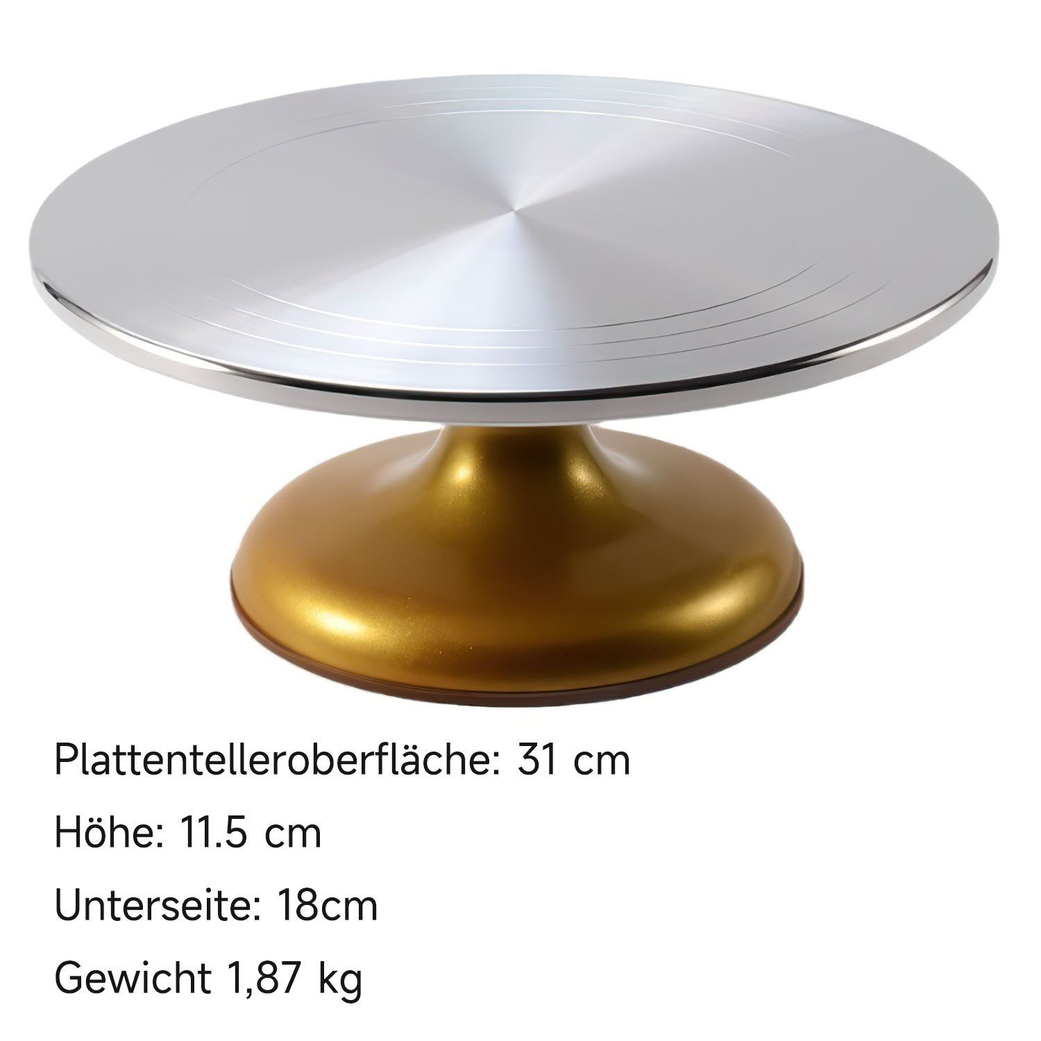 SURFOU Tortenplatte Drehbar Tortenständer mit Fuß Drehteller Torte Drehteller, 31CM Tortendrehteller Kuchenständer Cake Turntable für Backen Gebäck – Bild 4 von 5