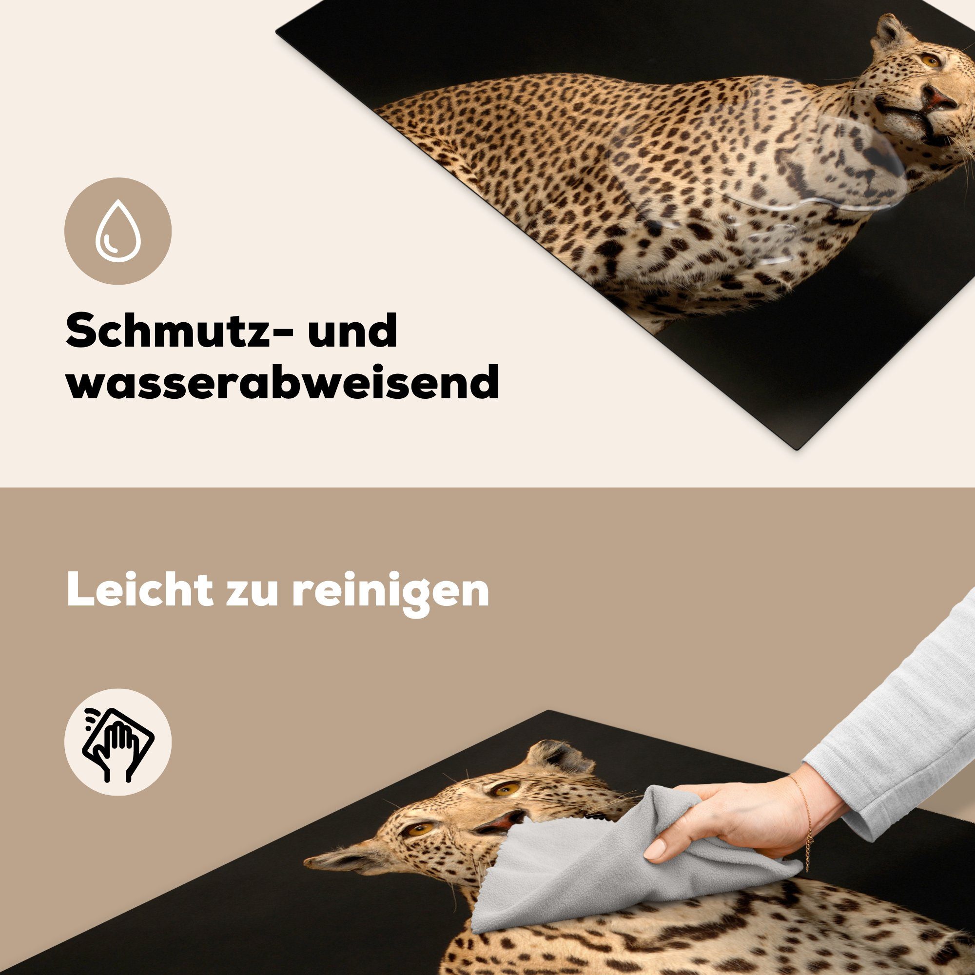 Leopard für küche, tlg), Induktionskochfeld Ceranfeldabdeckung MuchoWow 81x52 Tiere cm, - Herdblende-/Abdeckplatte - die Schutz (1 Fleck, Vinyl,