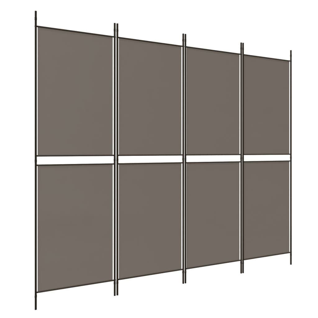 vidaXL Raumteiler 4-tlg. Paravent Anthrazit 200x200 cm Stoff, 1-tlg.