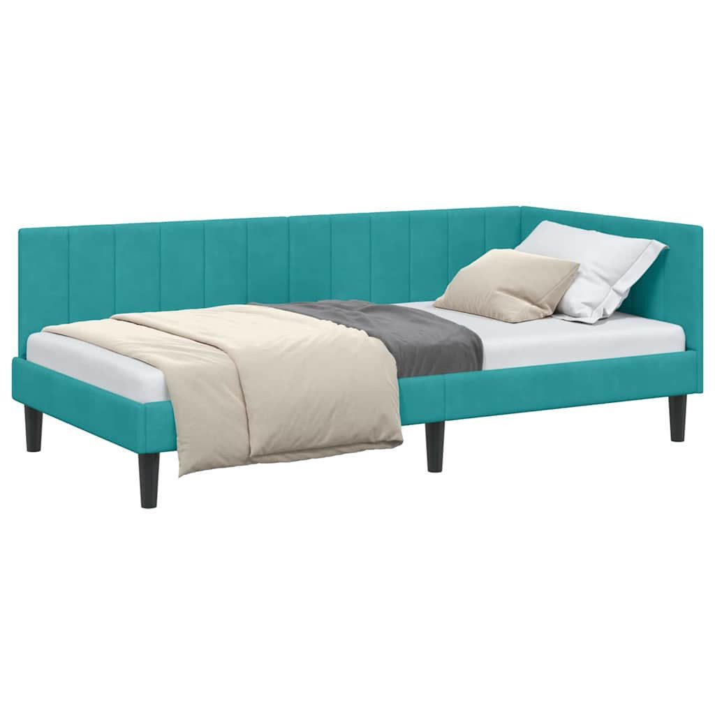 vidaXL Bett Eckbettgestell mit Kopfteil Türkis günstig online kaufen