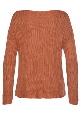 LASCANA Rundhalspullover aus weichem Grobstrick, lockerer Strickpullover, Damenpullover