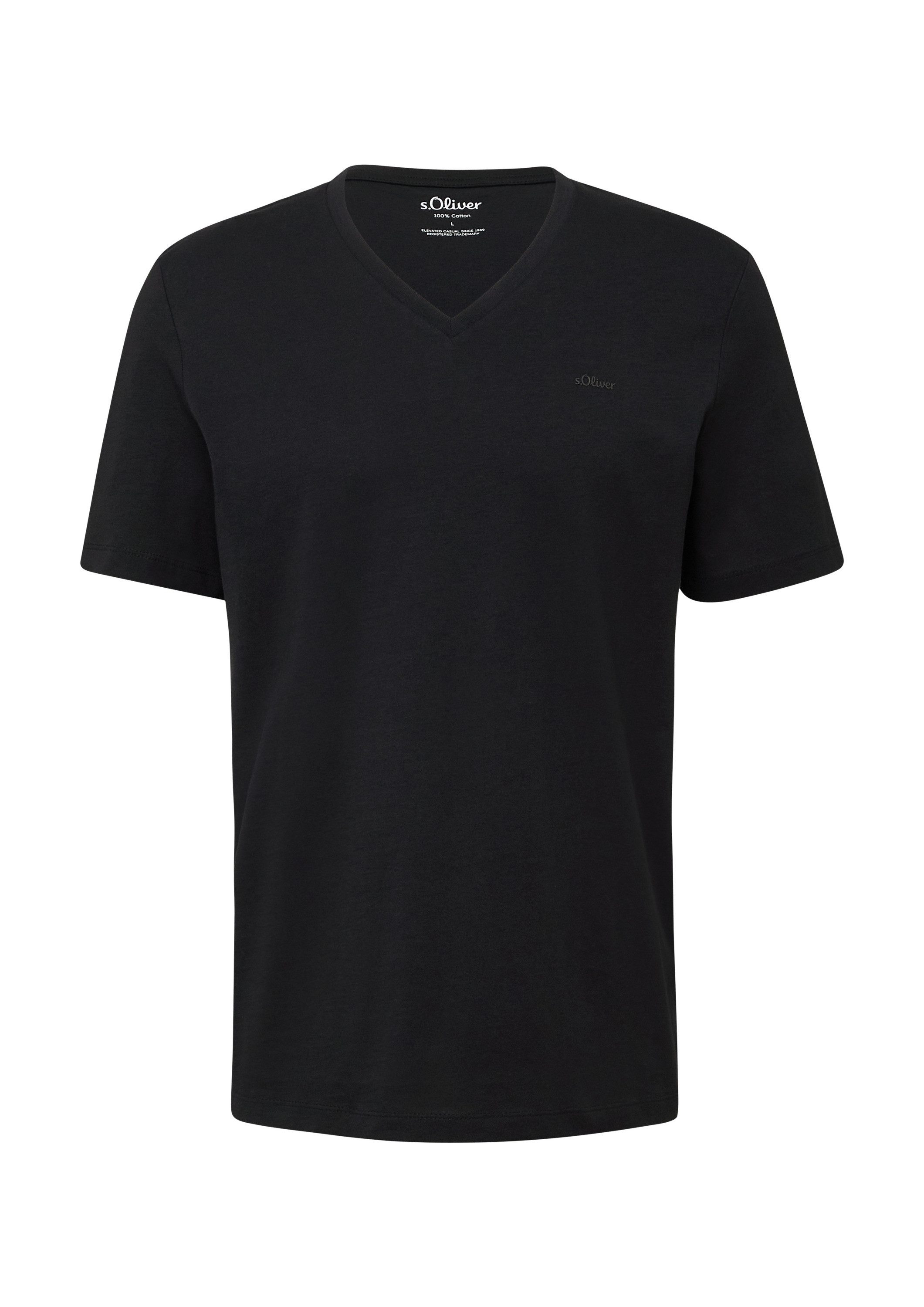 s.Oliver Kurzarmshirt T-Shirt Baumwoll-T-Shirt mit V-Ausschnitt günstig online kaufen