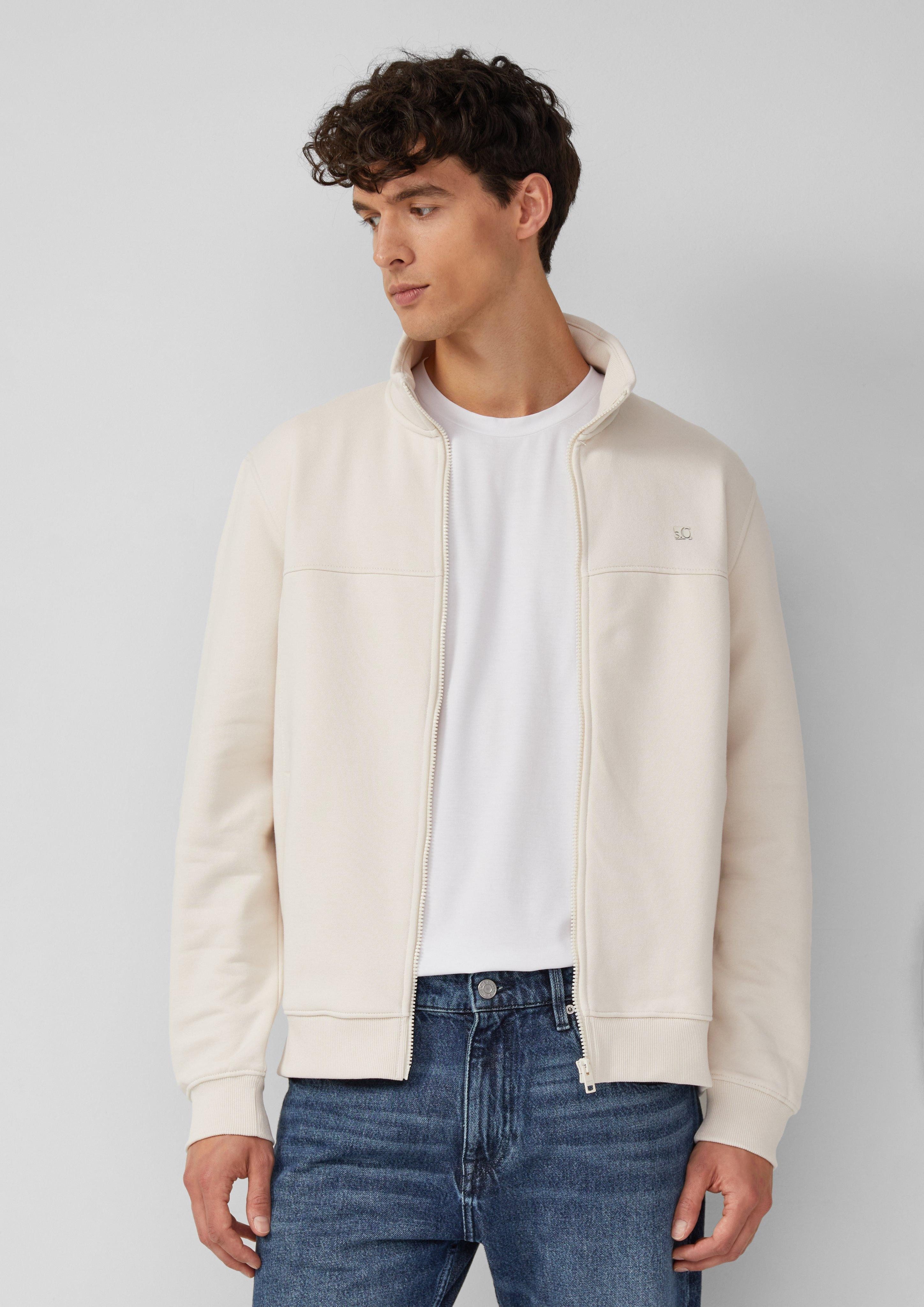 s.Oliver Allwetterjacke Sweatjacke mit Stehkragen und Logo-Detail