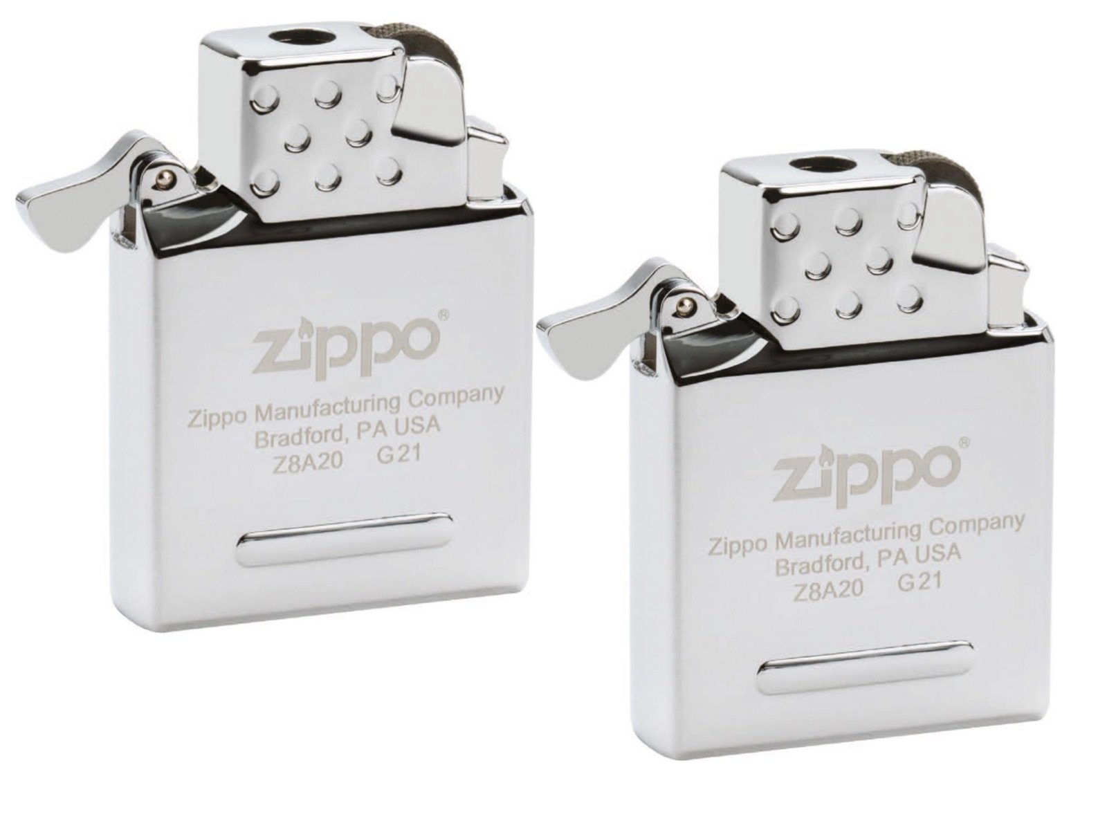 LK Trend & Style Feuerzeug ZIPPO Gaseinsatz mit Drücker, nicht für Slim und 1935 Replica (2-St), Steinzündung 65801 ohne Flammenverstellung