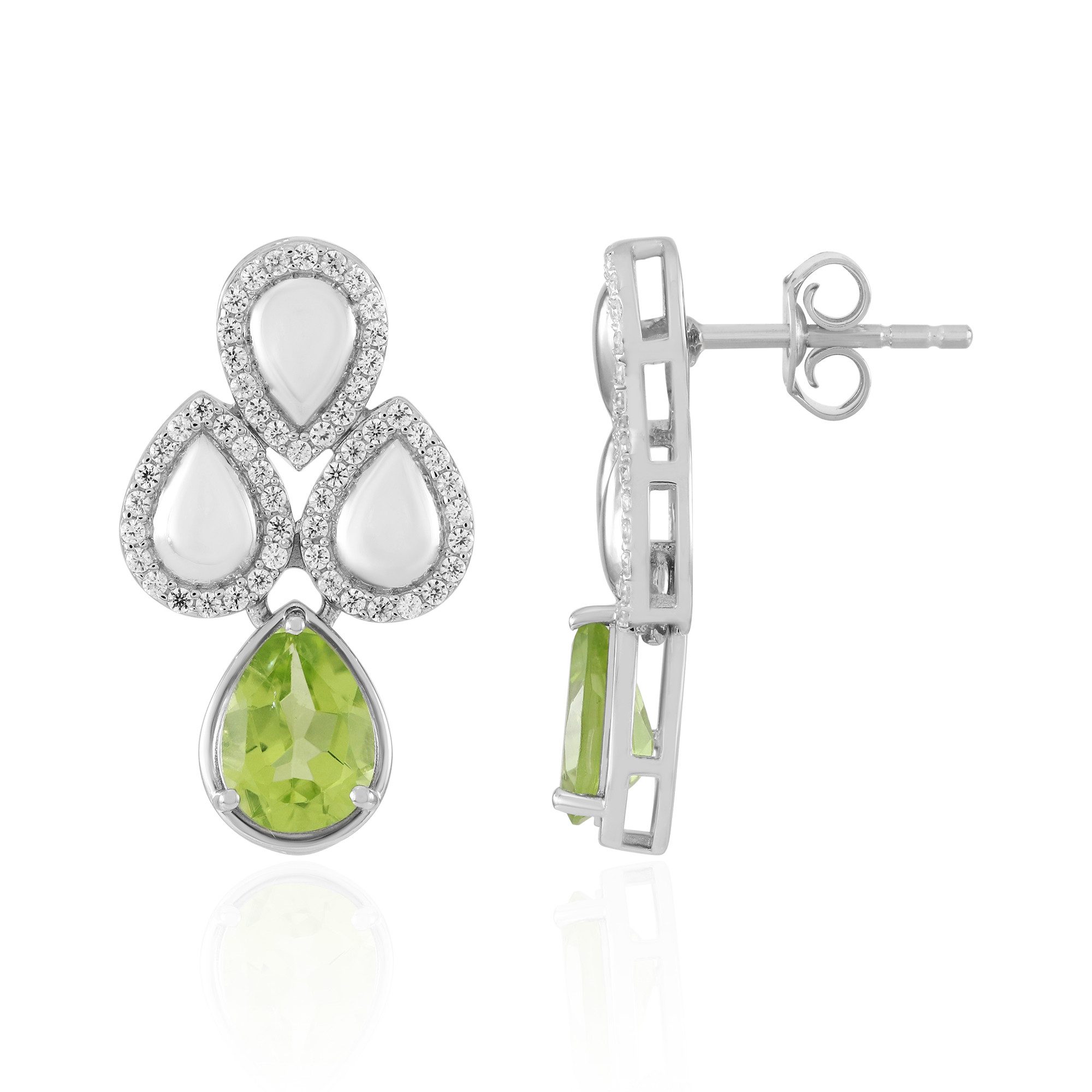 Cavill Ohrring-Set Peridot Ohrringe 1,9 ct, 925 Sterlingsilber platin, Tropfenform (2-tlg)