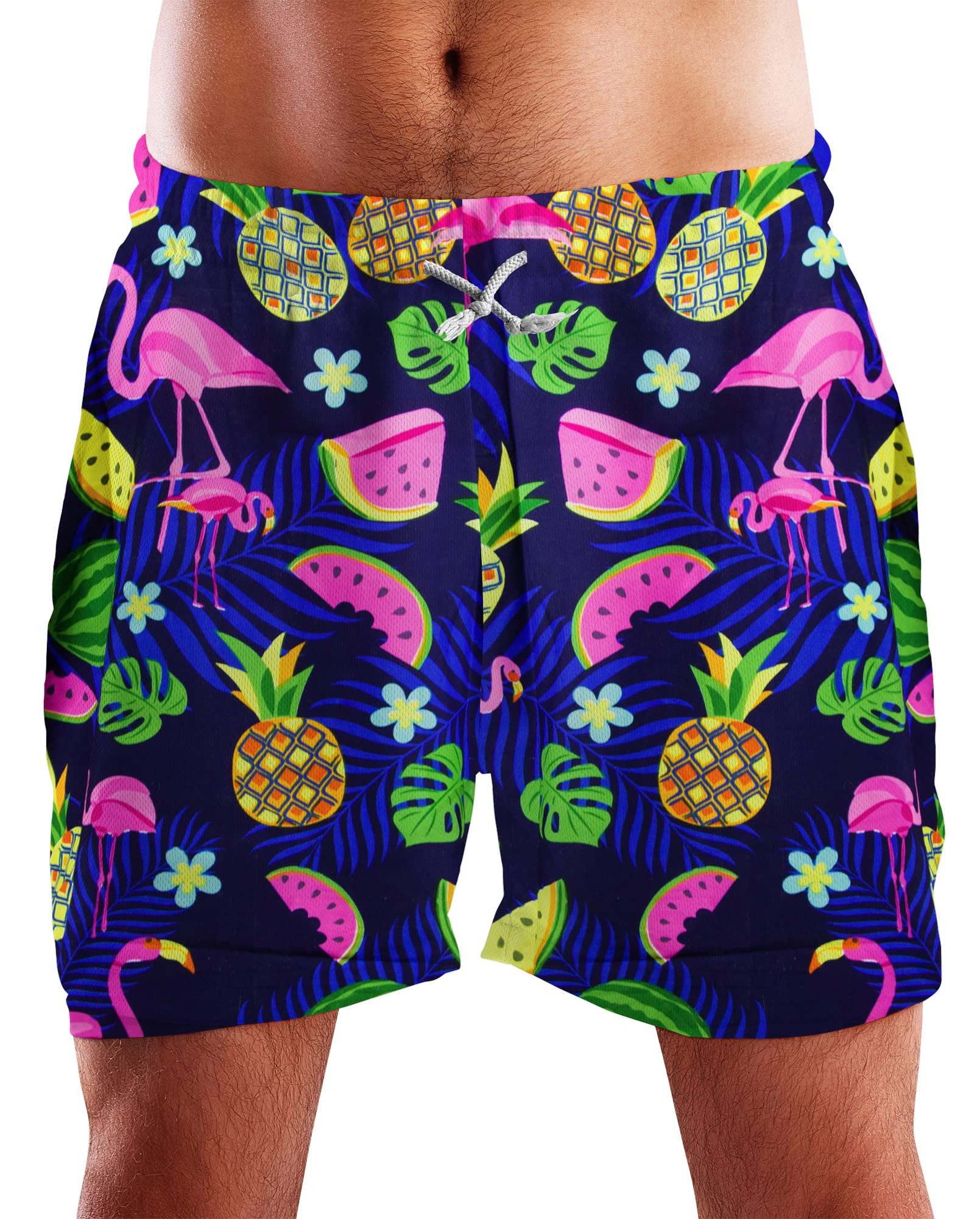 King Kameha Badeshorts Flamingo Melone Hawaii Bade-Shorts Mesh-Einsatz Vers günstig online kaufen