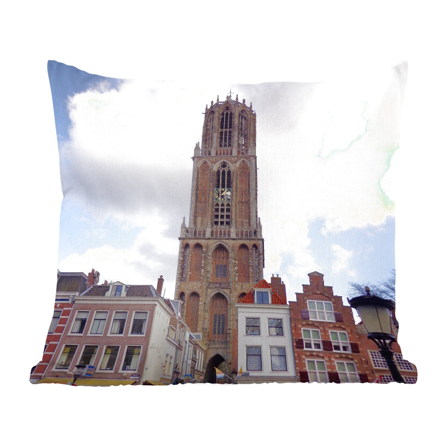 MuchoWow Dekokissen Utrecht - Domturm - Wolken, Zierkissen mit Füllung für Wohzimmer, Schlafzimmer, Deko, Sofakissen