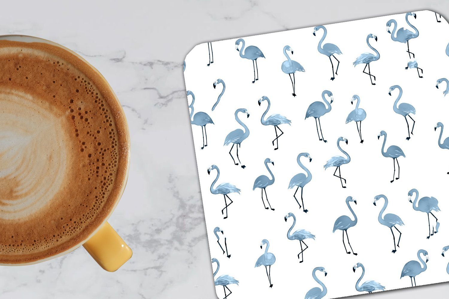 - Gläser, Glasuntersetzer Flamingo Tasse Untersetzer, Korkuntersetzer, - 6-tlg., Tischuntersetzer, Glasuntersetzer, Muster, für Blau MuchoWow Zubehör