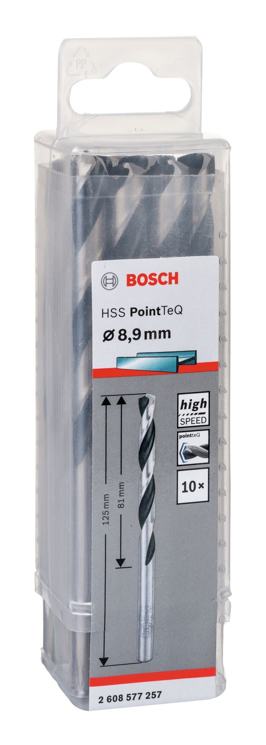 (10 (DIN BOSCH - Metallbohrer, 8,9 HSS 10er-Pack Stück), PointTeQ - mm Metallspiralbohrer 338)