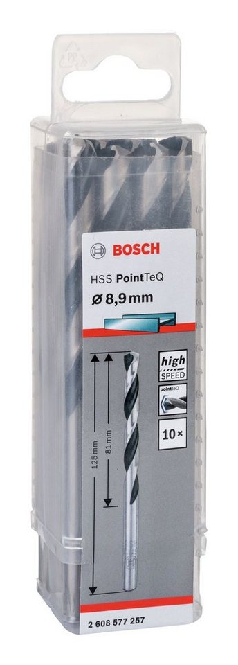 Thumbnail - BOSCH Metallbohrer, (10 Stück), HSS PointTeQ (DIN 338) Metallspiralbohrer - 8,9 mm - 10er-Pack