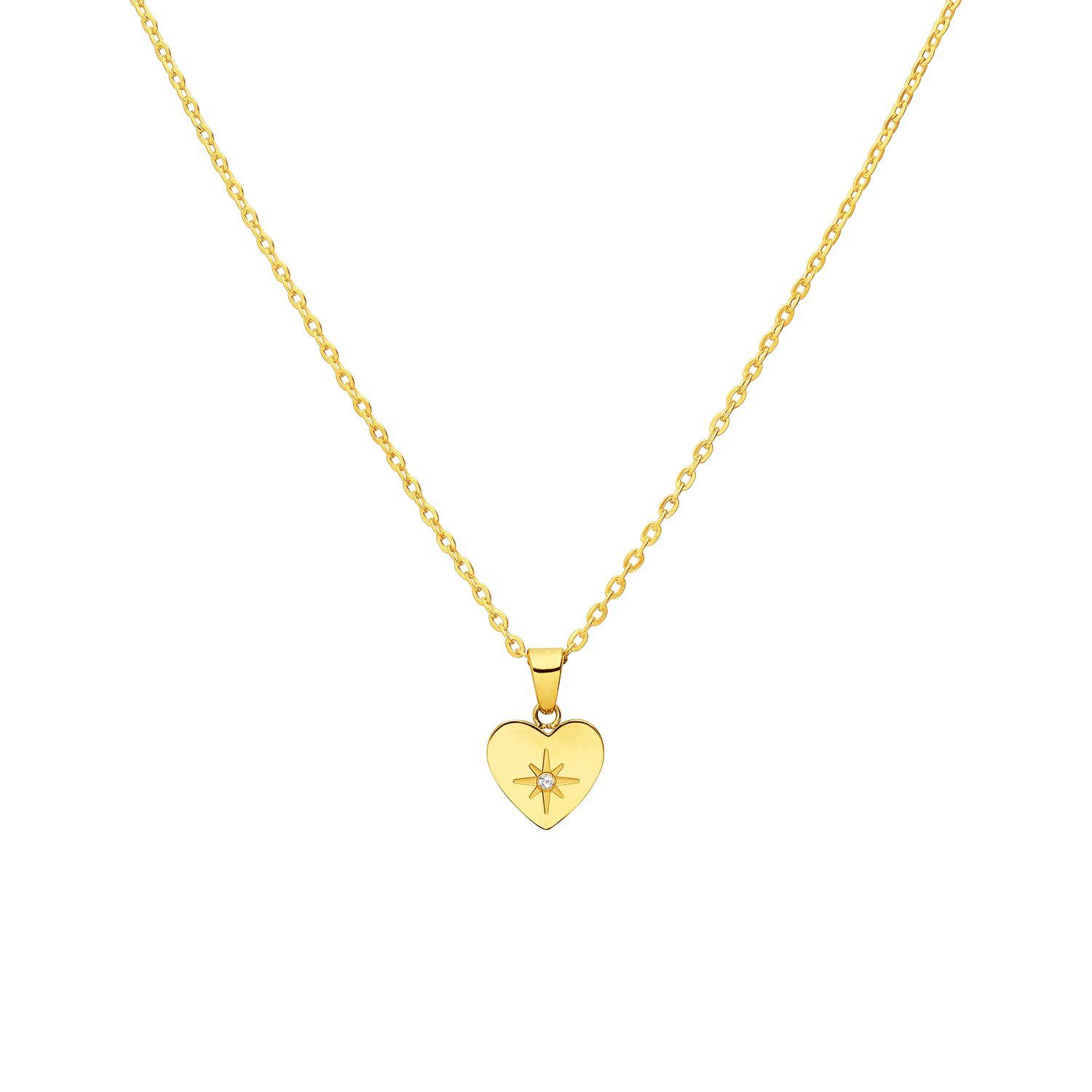 LUCARDI Kette mit Anhänger Halskette - Stahl - Gold - Zirkonia - Damen
