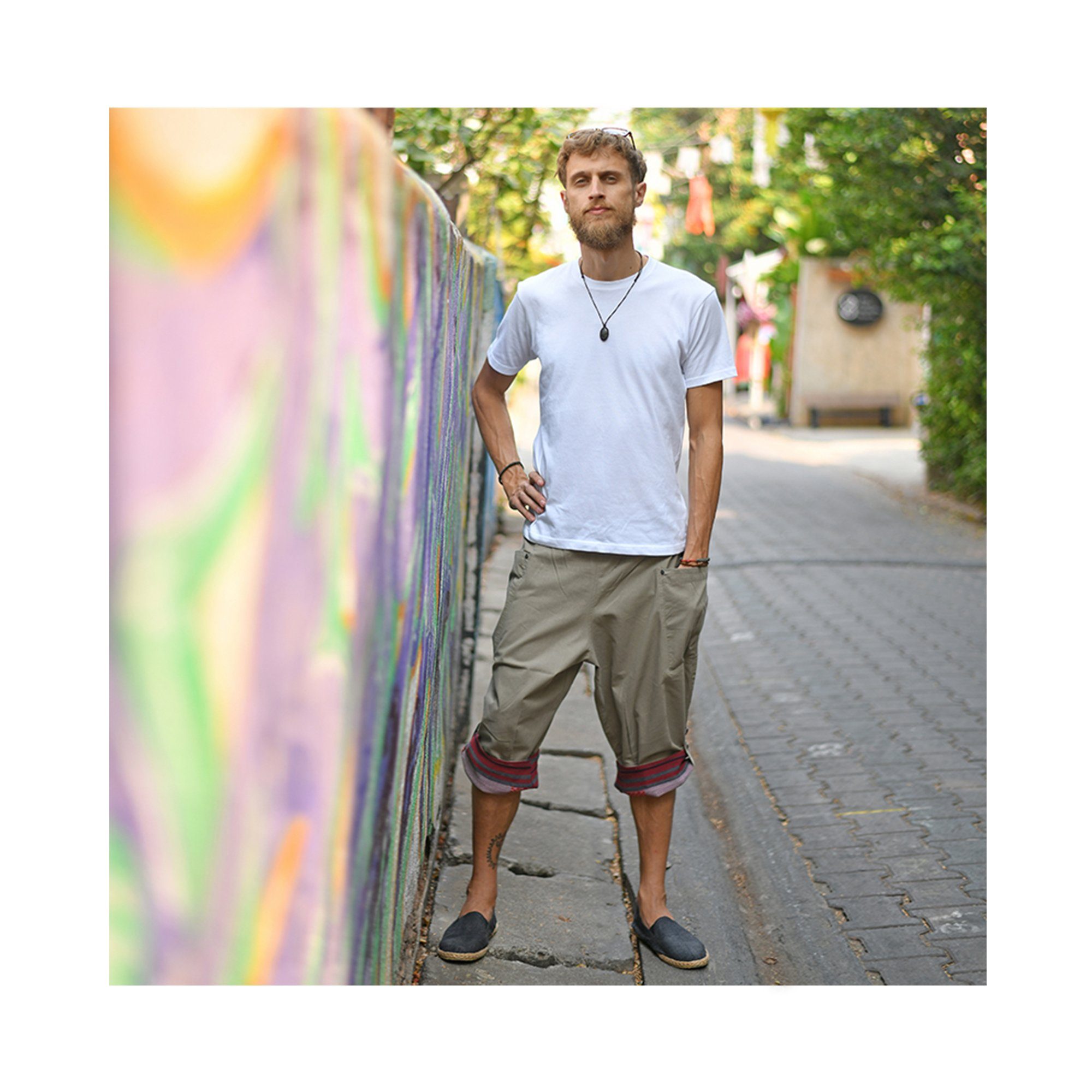 virblatt Shorts Herren Kurze Haremshose Herren Sommerhose kurze Hose 3/