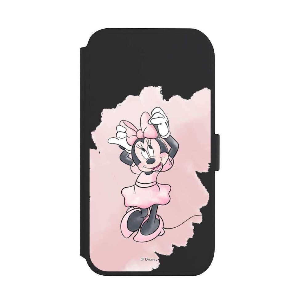 NIVOCASE Handyhülle Disney Motiv ohne Hintergrund Minnie Watercolour transparent, Apple iPhone 11 Klapphülle Handyhülle aus Kunst Leder NIVOflip schwarz