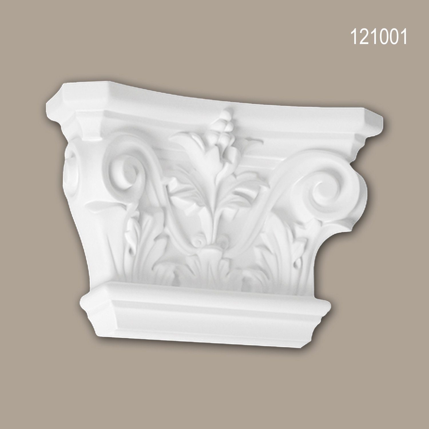 Profhome Wanddekoobjekt 121001 (Pilaster Kapitell, 1 St., Pilaster, Zierelement, Wanddekor, Schmuckelement), weiß, vorgrundiert, Stil: Korinthisch