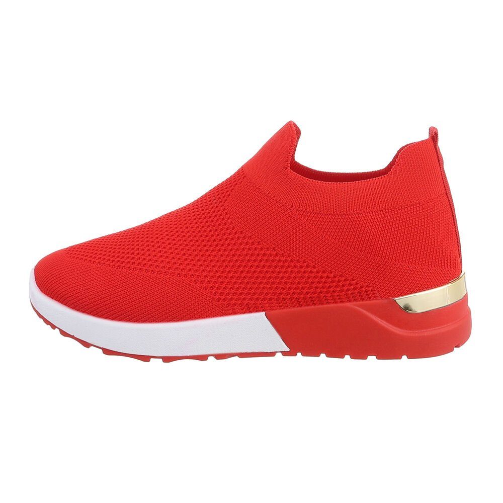 Ital-Design Damen Low-Top Freizeit Sneaker Flach Sneakers Low in Rot