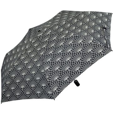 Knirps® Taschenregenschirm leichter, kompakter Schirm mit Auf-Zu-Automatik, mit UV-Schutz - Linien Renature black
