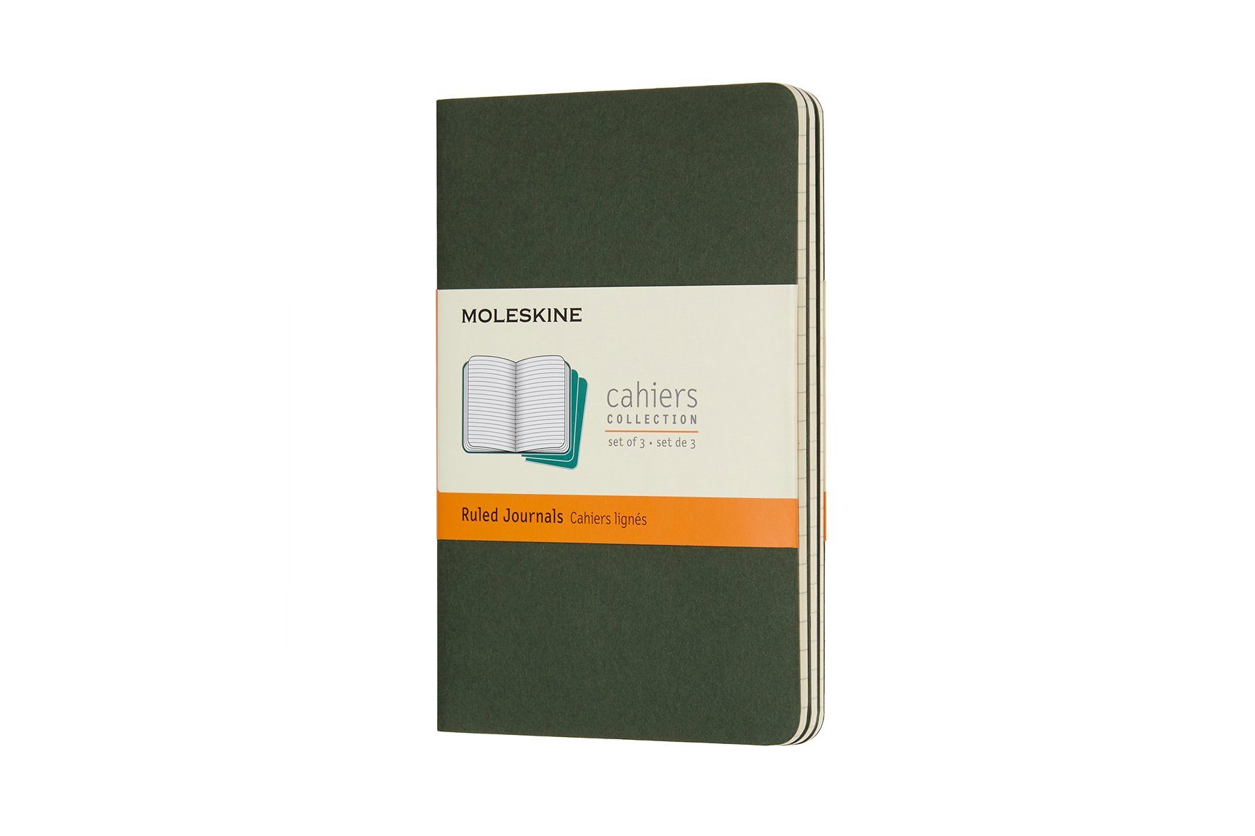 MOLESKINE Notizheft, Cahier 3er Set - mit Kartoneinband - 70g-Papier Myrtengrün