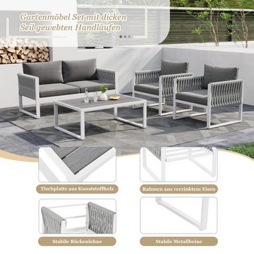 SOFTWEARY Gartenlounge-Set mit Couchtisch, (4-tlg), Loungeset, Sitzgruppe für Garten