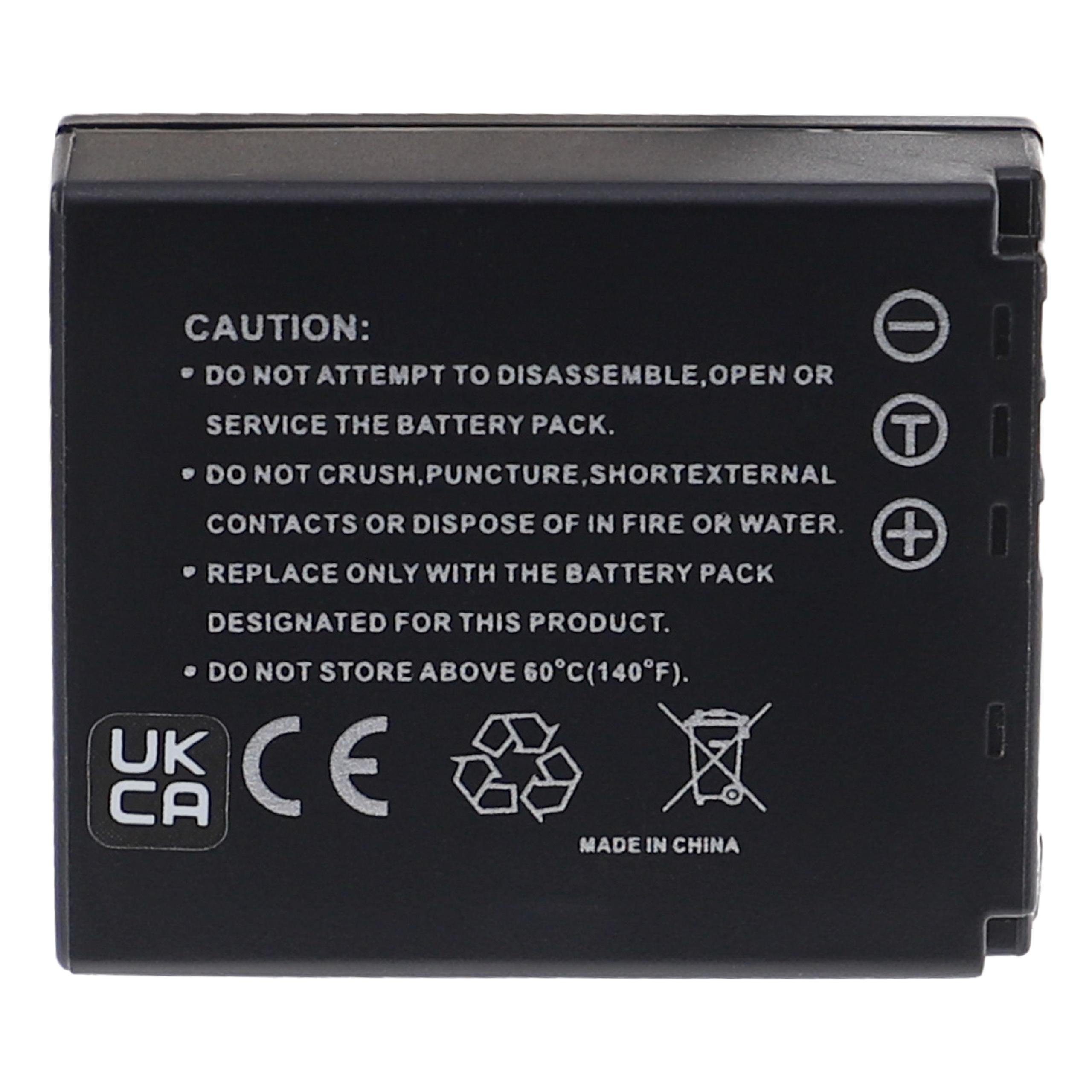 DMW-BCD10, Li-Ion Panasonic Ersatz CGA-S007 mAh 1000 für (3,7 für Kamera-Akku V) Extensilo CGA-S007E,