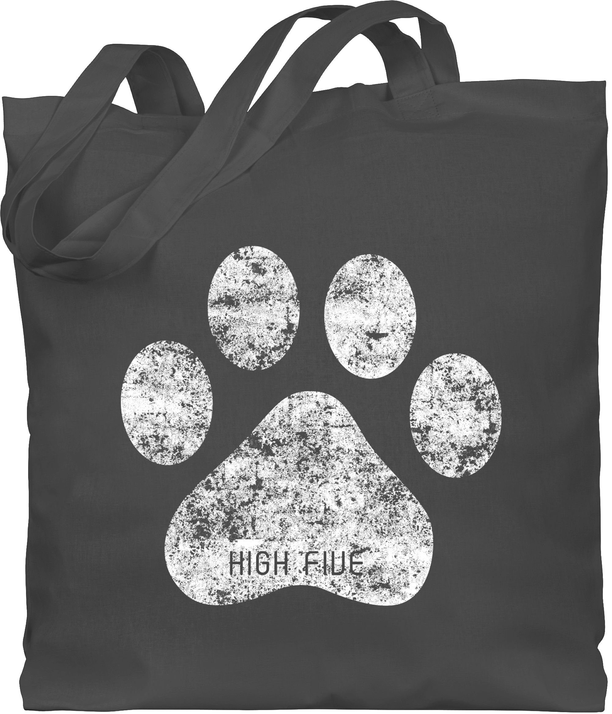 Shirtracer Umhängetasche High Five Geschenk 2 für Pfote, Hunde Hundebesitzer Dunkelgrau