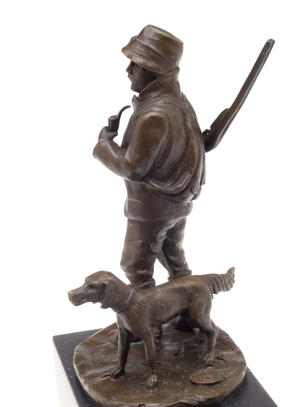 Aubaho Skulptur Hund Antik-Stil hun Bronze Bronzeskulptur Jäger Skulptur Jagd Jagdhund